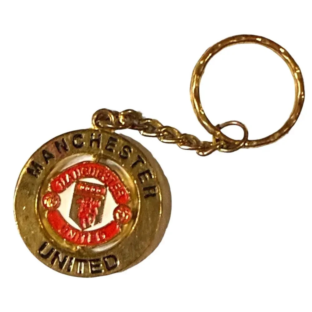 Manchester United Keychain Round Gold Tone Spinning Team Crest
